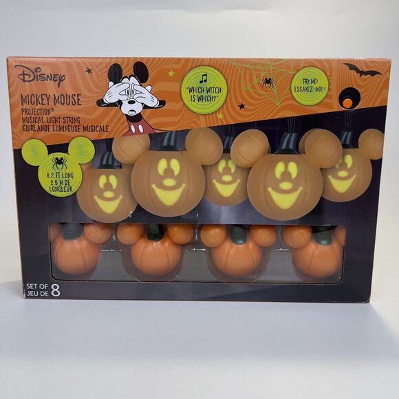 Disney‎ Gemmy Halloween String Lights Mickey Pumpkin Singing Projection - Picture 1 of 8